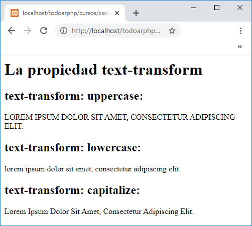 letter-spacing, word-spacing, text-indent, text-transform