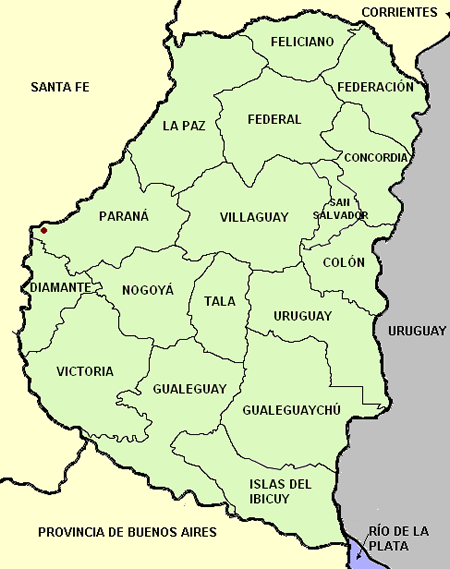 departamentos de la provincia de Entre Rios