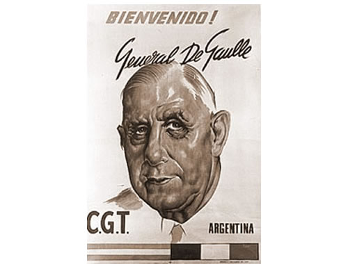 Cartel de la CGT con motivo de la llegada del General De Gaulle