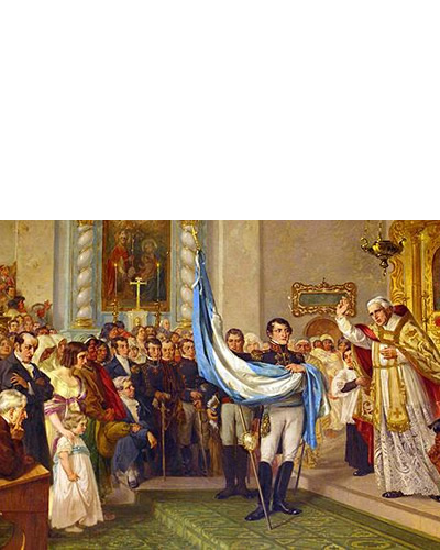 Bendición de la bandera nacional oleo de Luigi De Servi de 1912