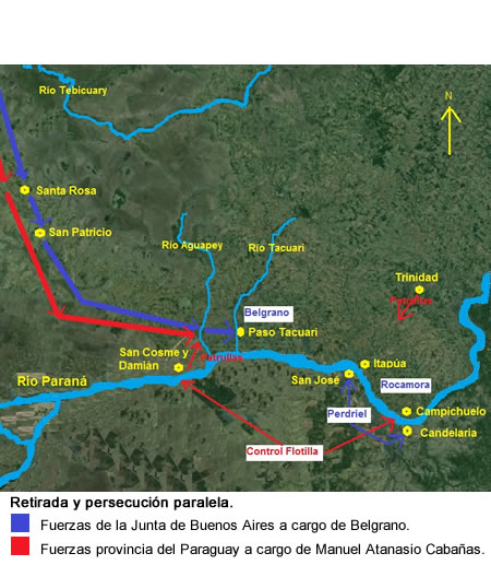 Retirada de Paraguarí hacia Tacuarí