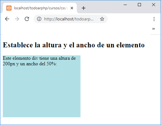 ancho y alto con css