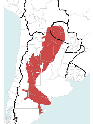 distribución de la tortuga terrestre argentina (Chelonoidis chilensis)