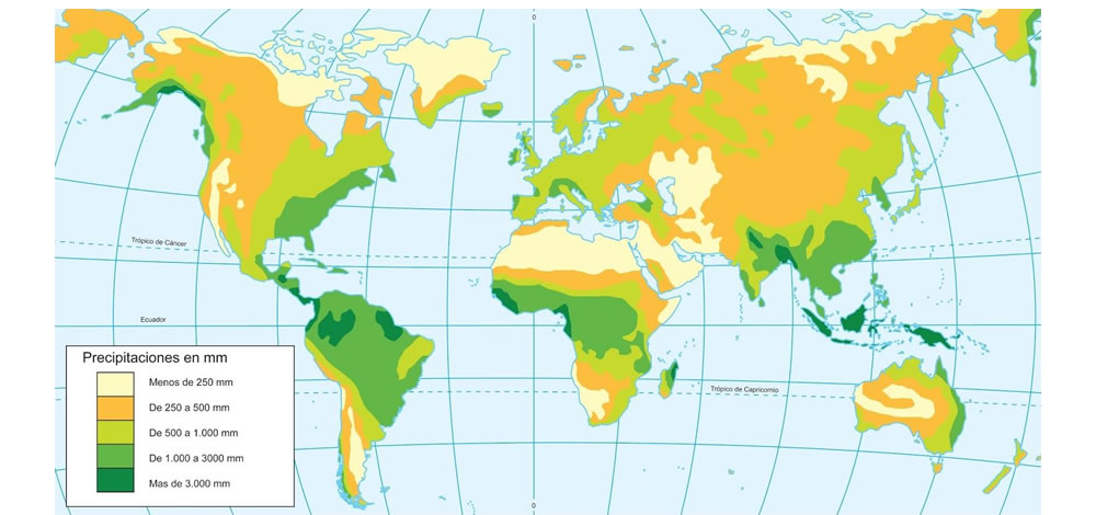 precipitaciones anuales en el mundo 