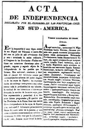 Acta de la declaración de la Independencia de las Provincias Unidas en Sudamérica
