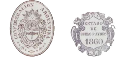 Escudos de la Confederación Argentina y del Estado de Buenos Aires