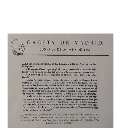 Gaceta de Madrid sobre la Toma de posesión argentina de Malvinas