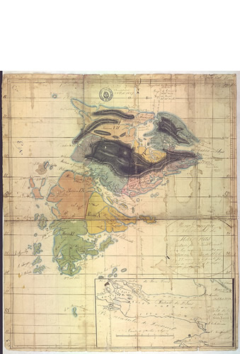 Mapa de la isla Soledad confeccionado por Vernet entre 1826 y 1829.