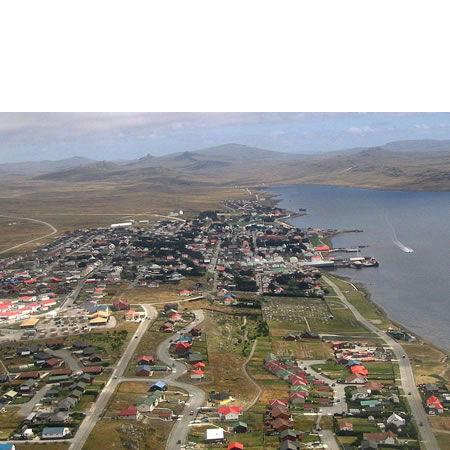 Vista aerea de Puerto Argentino