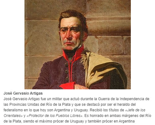 José Gervasio Artigas José Gervasio Artigas fue un militar que actuó durante la Guerra de la Independencia de las Provincias Unidas del Río de la Plata y que se destacó por ser el heraldo del federalismo en lo que hoy son Argentina y Uruguay.​ Reci