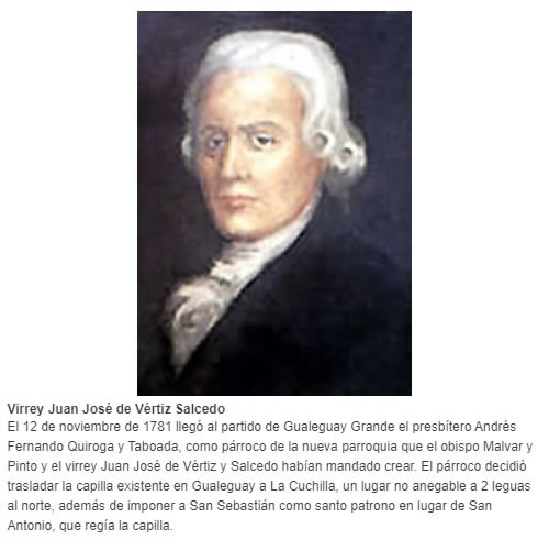 Virrey Juan JosÃ© de VÃ©rtiz Salcedo - En 1770 el como gobernador VÃ©rtiz comenzÃ³ a enviar comisiones policiales a Entre RÃ­os, la primera de las cuales fue encabezada por el comandante Juan Valiente, quien el 24 de