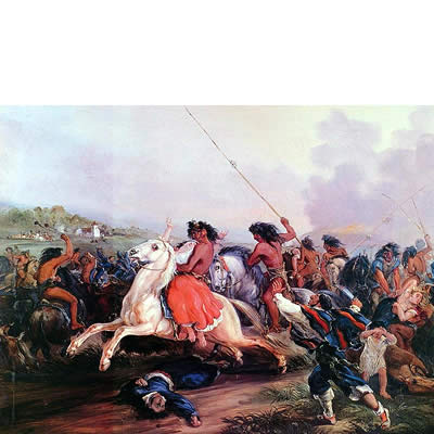 El malón, 1845, óleo de Mauricio Rugendas.