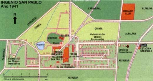Plano del ingenio San Pablo en 1941