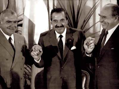 Brasil, José Sarney; de Argentina, Raúl Alfonsín y de Uruguay, Julio María Sanguinetti