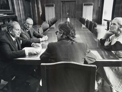 Juan Sourrouille recibe al banquero estadounidense David Rockefeller