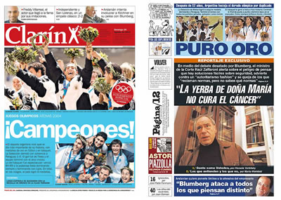 Tapa del 29 de Agosto de los diarios