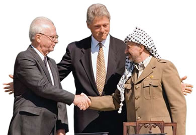 Yitzhak Rabin y Yasser Arafat se dieron la mano y firmaron acuerdos de paz en Washington