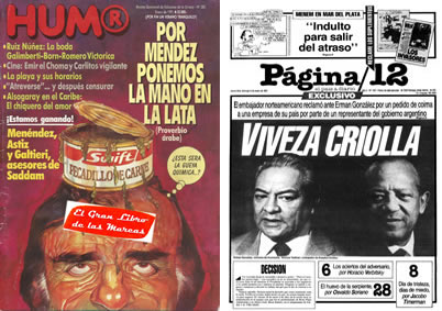 Tapas de diario Pagina 12 y revista Humor por el Swiftgate