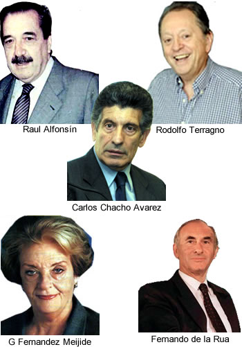 Grupo de los Cinco , Alfonsín, De la Rúa, Álvarez, Graciela Fernández Meijide, y Rodolfo Terragno