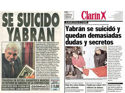 Principales diarios y revistas con el suicidio de Yabran